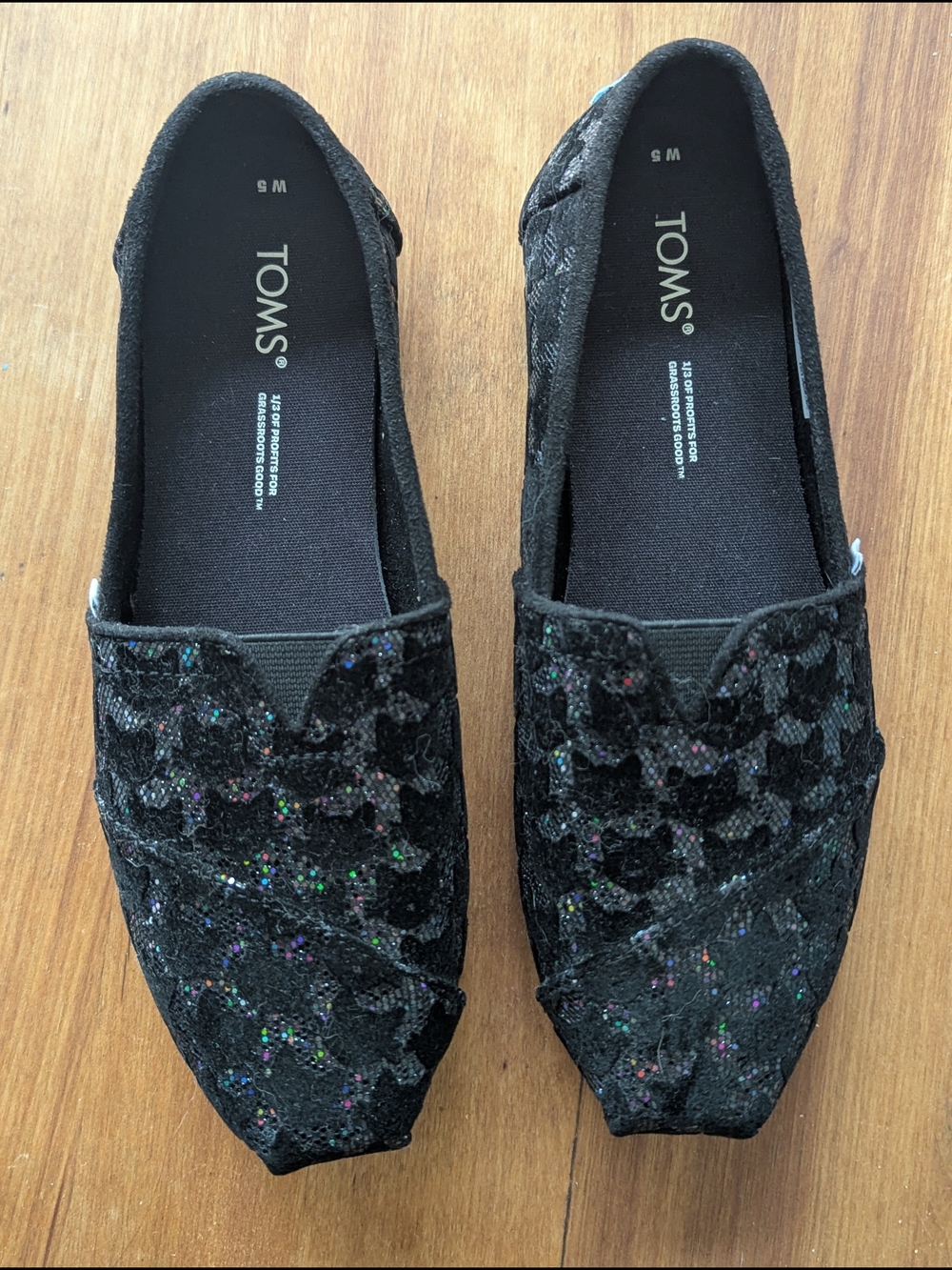 ✨NEW!!!✨TOMS Alpargata🐈‍⬛ Black Cat Felt Sequin Slip-On Flats Women - Picture 5 of 10